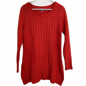 J.Jill orange cable knit wool blend sweater tunic pullover XS Petite